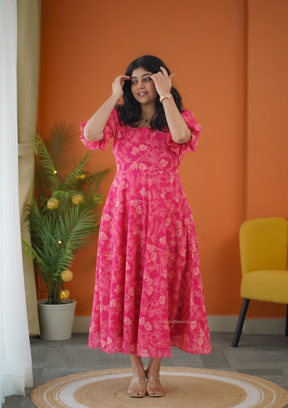 Elsa Pink Georgette Fit & Flare Dress