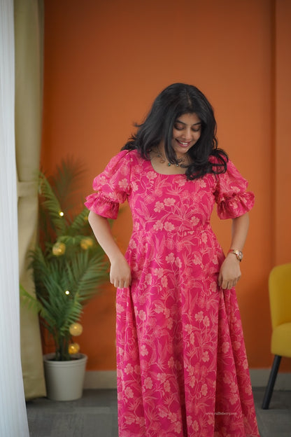 Elsa Pink Georgette Fit & Flare Dress