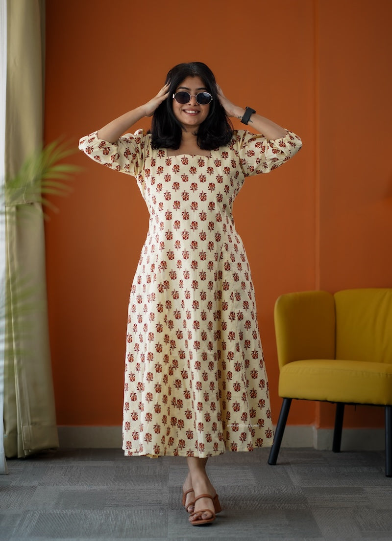 sumlove cream cotton aline dress
