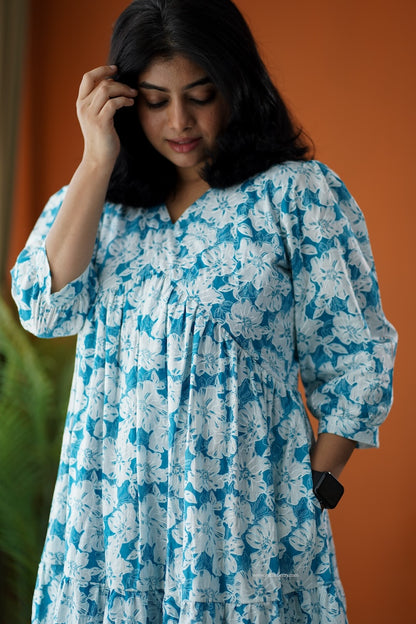 SumLove Light Blue Cotton Tier Dress