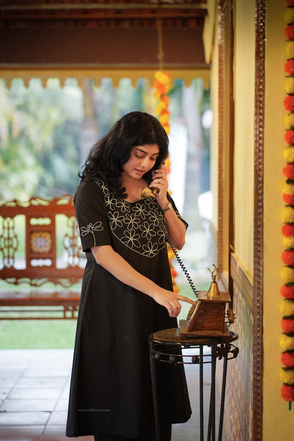 Nithya Black Embroidered Co-ord Set