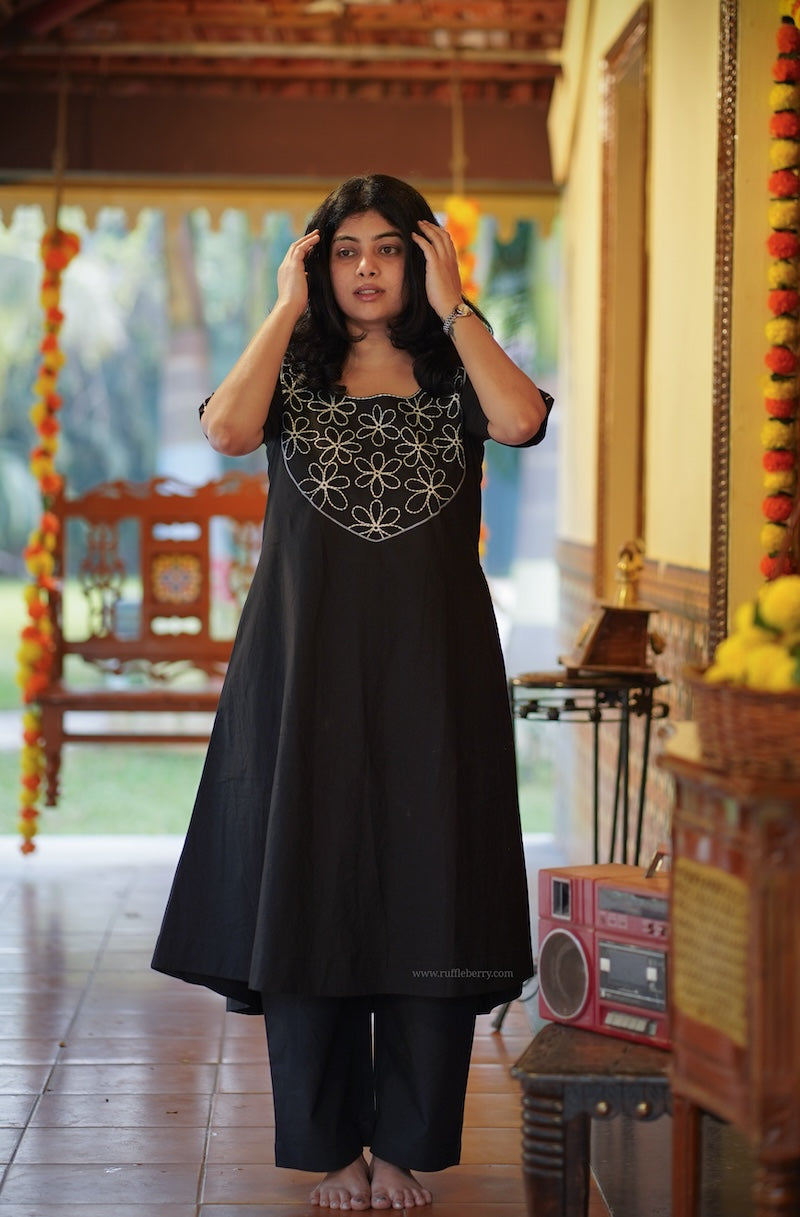 nithya black embroidered co-ord set