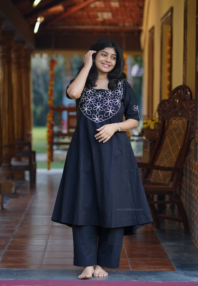 nithya black embroidered co-ord set