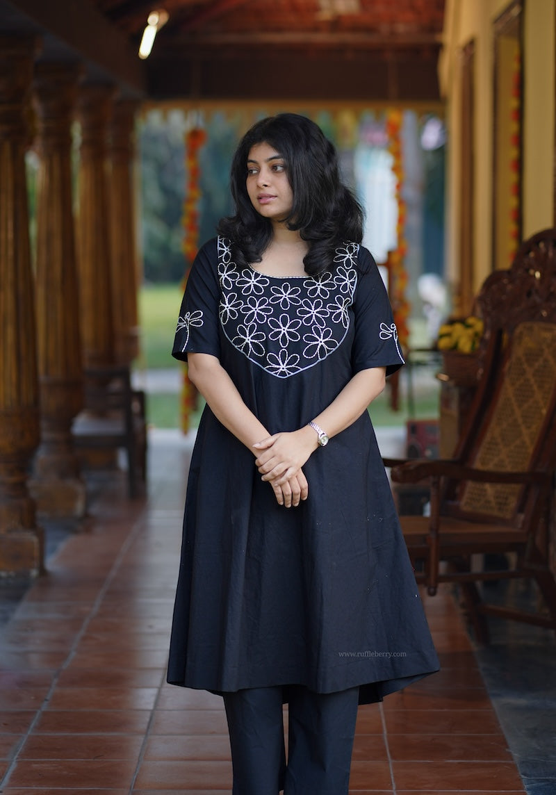nithya black embroidered co-ord set