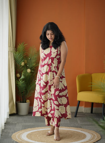 Sapna Maroon Cotton Co-ord Set