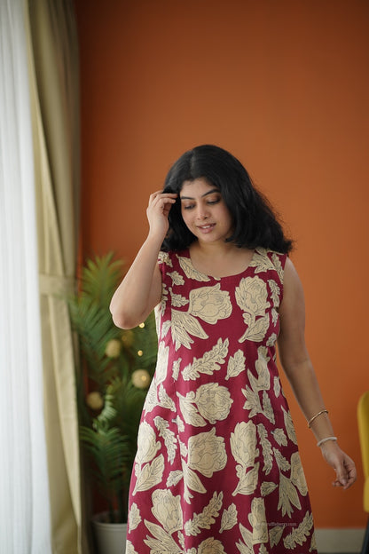 Sapna Maroon Cotton Co-ord Set