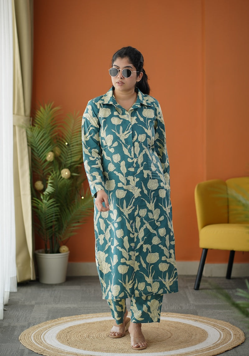 sapna teal blue cotton co-ord set