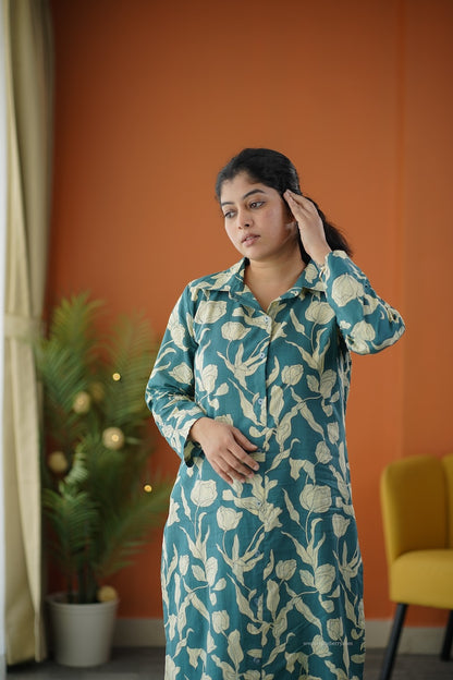 Sapna Teal Blue Cotton Co-ord Set