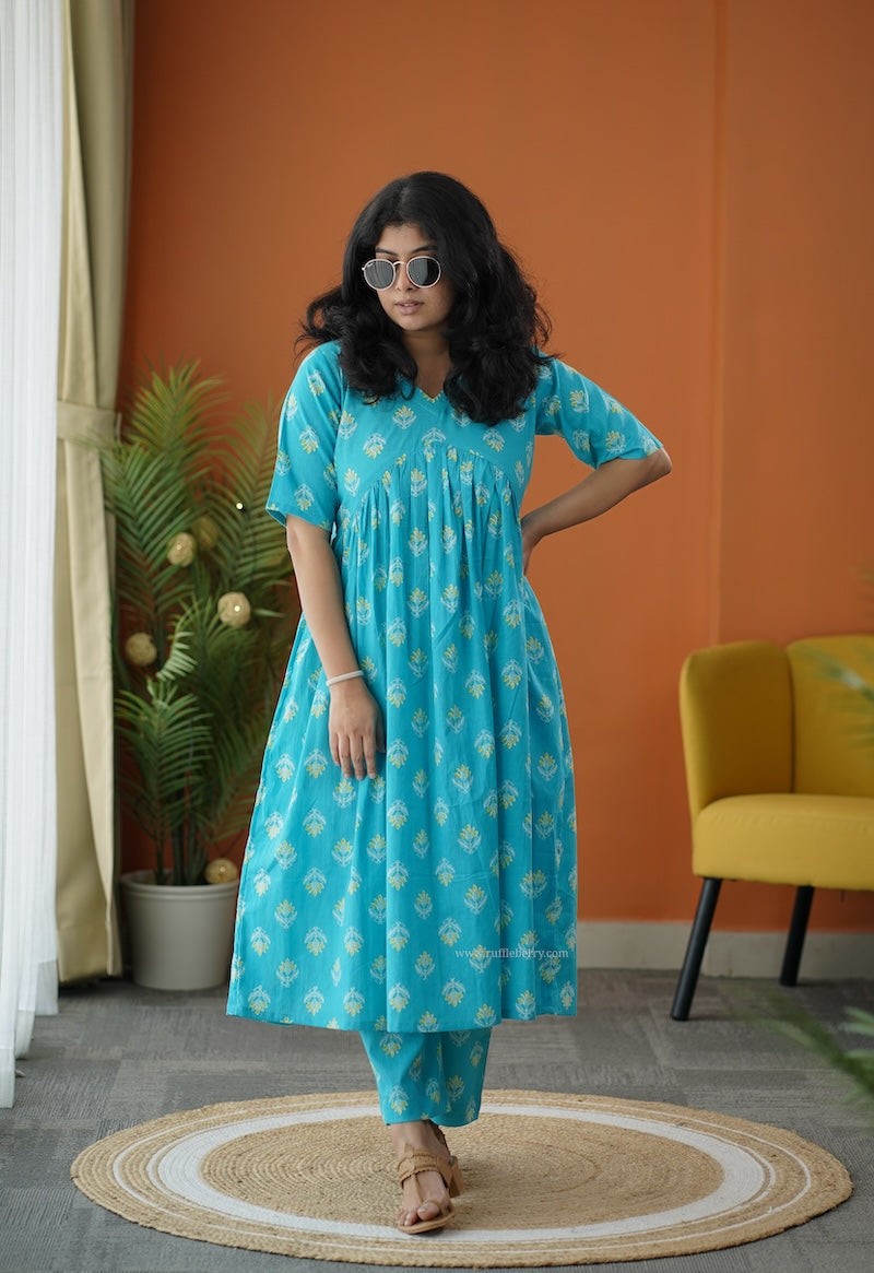 sapna blue cotton co-ord set