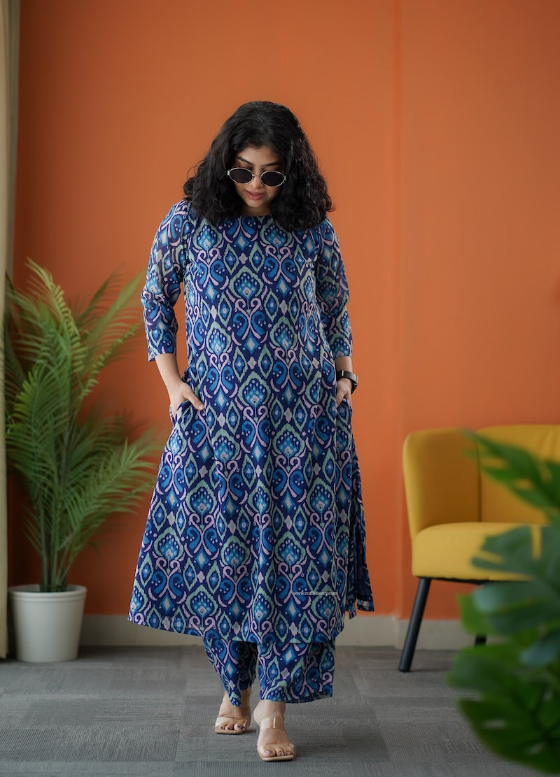 raaga blue georgette co-ord set