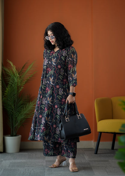 Raaga Black Georgette Co-ord Set