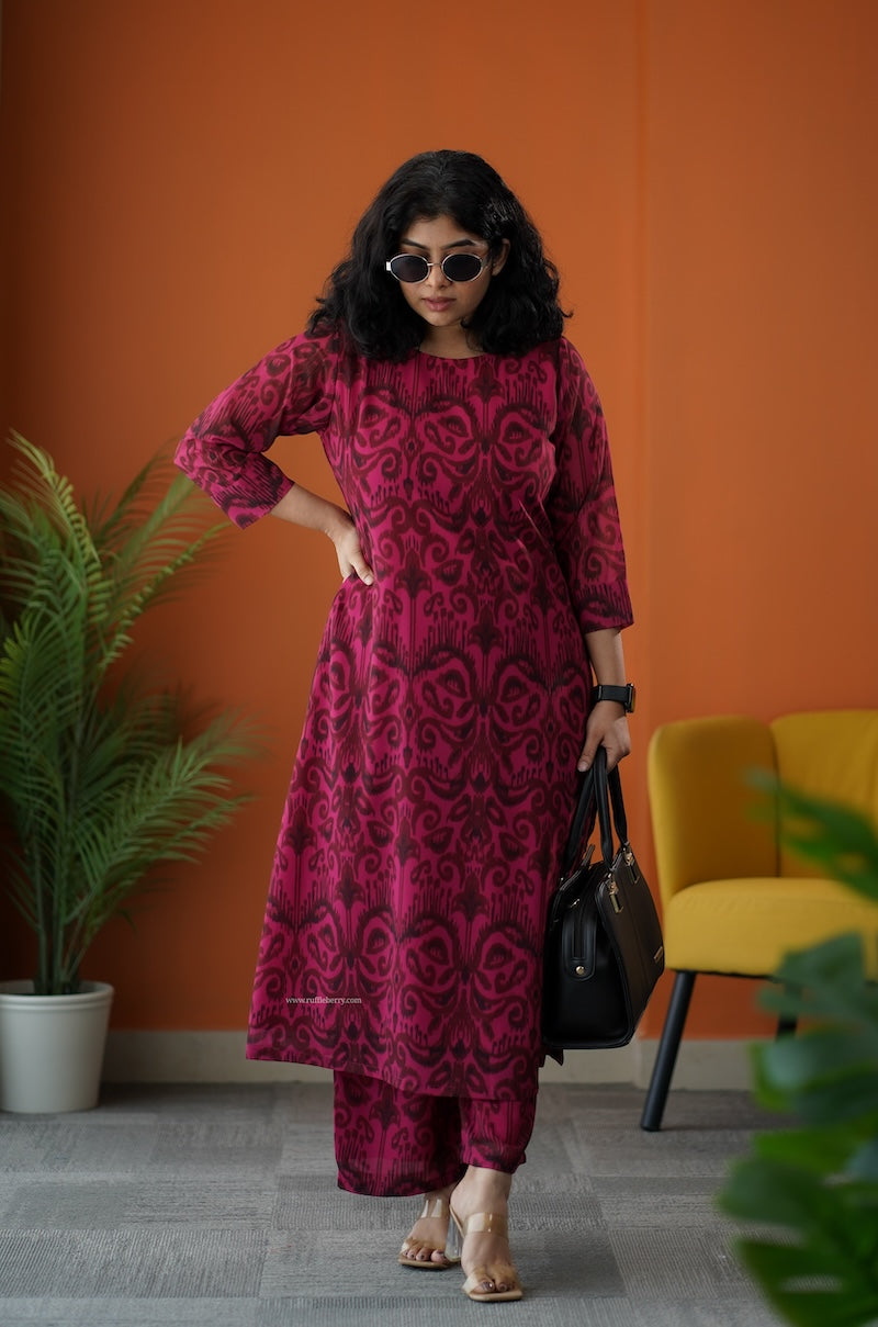 raaga pink georgette cotton co-ord set