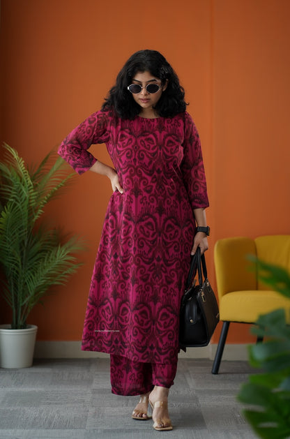 Raaga Pink Georgette Cotton Co-ord Set