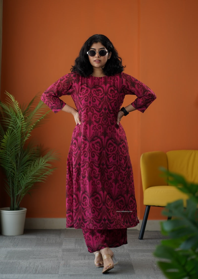 raaga pink georgette cotton co-ord set