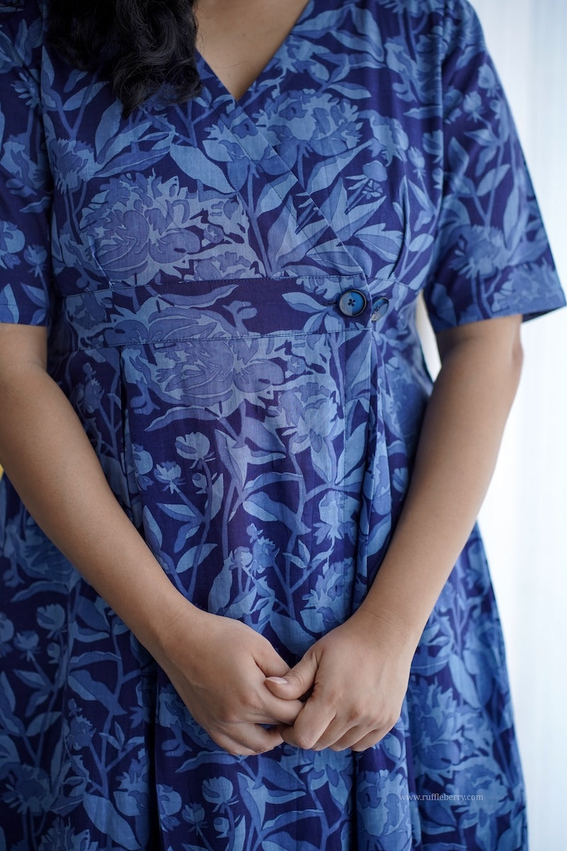 blueberry cotton wrap dress