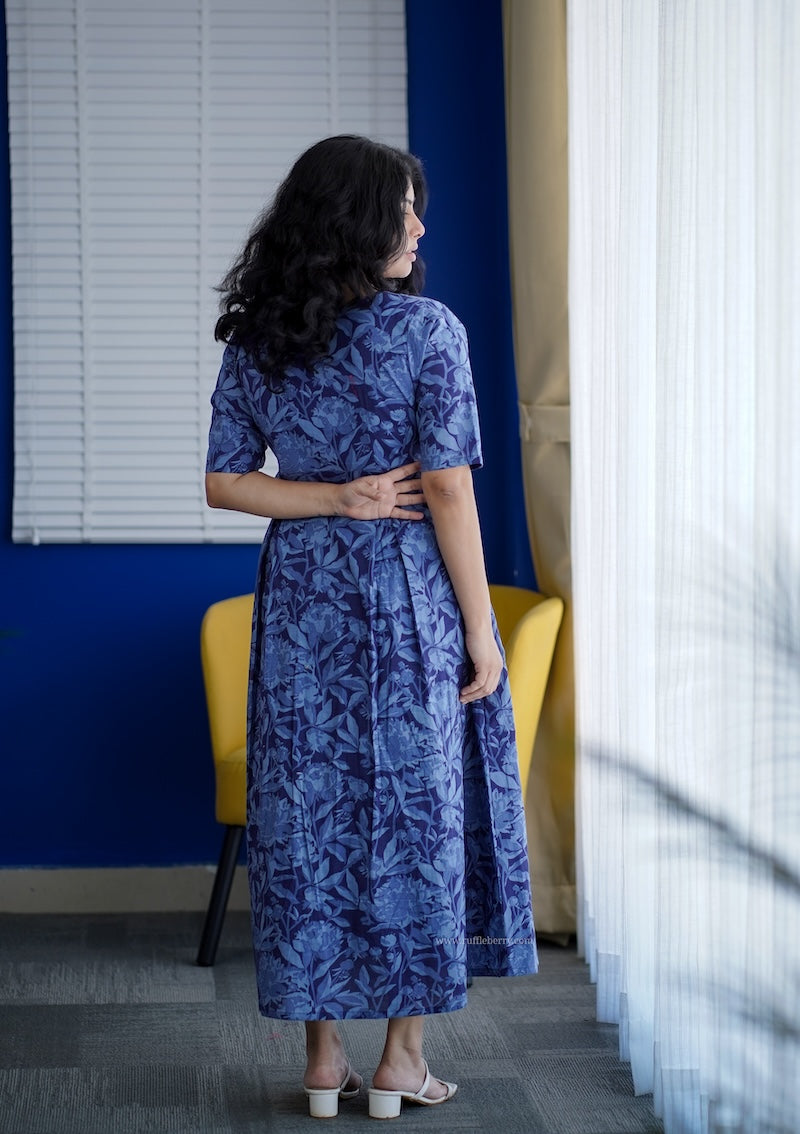 blueberry cotton wrap dress