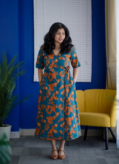 Matcha Cotton Wrap Dress