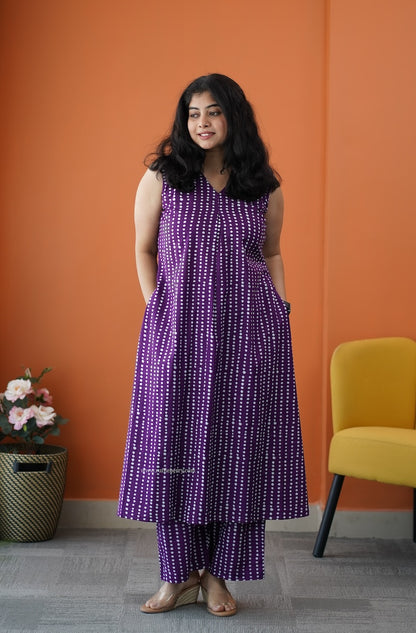 Barsa Purple Cotton Co-ord Set