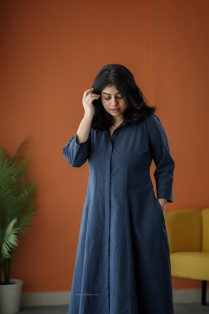 cindy cotton flared shirt dress