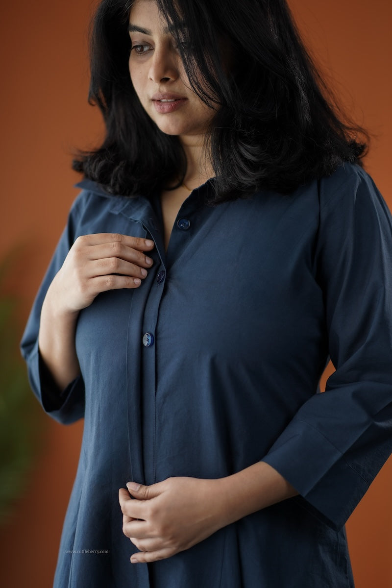 cindy cotton flared shirt dress