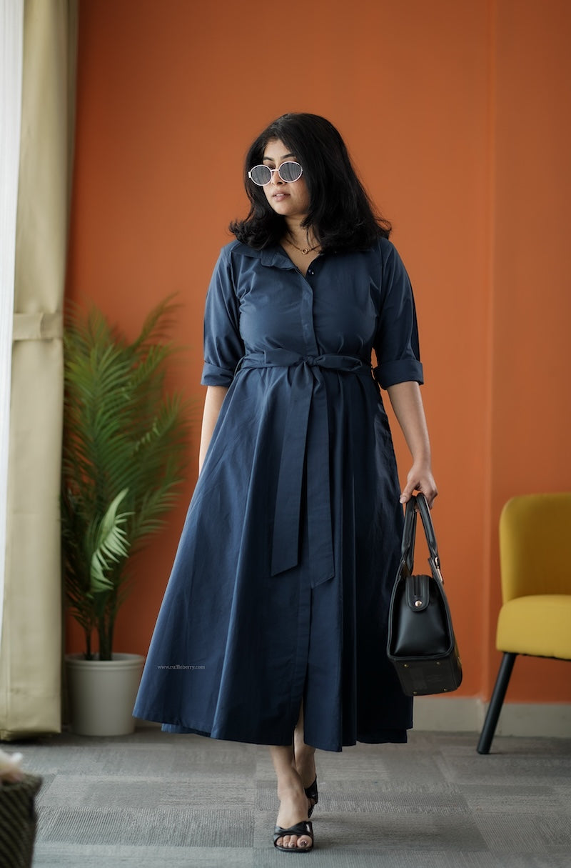 cindy cotton flared shirt dress