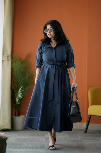 Cindy Cotton Flared Shirt Dress