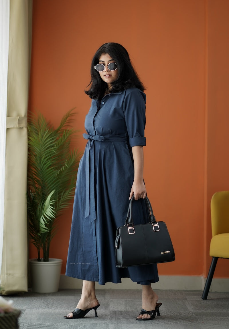 cindy cotton flared shirt dress