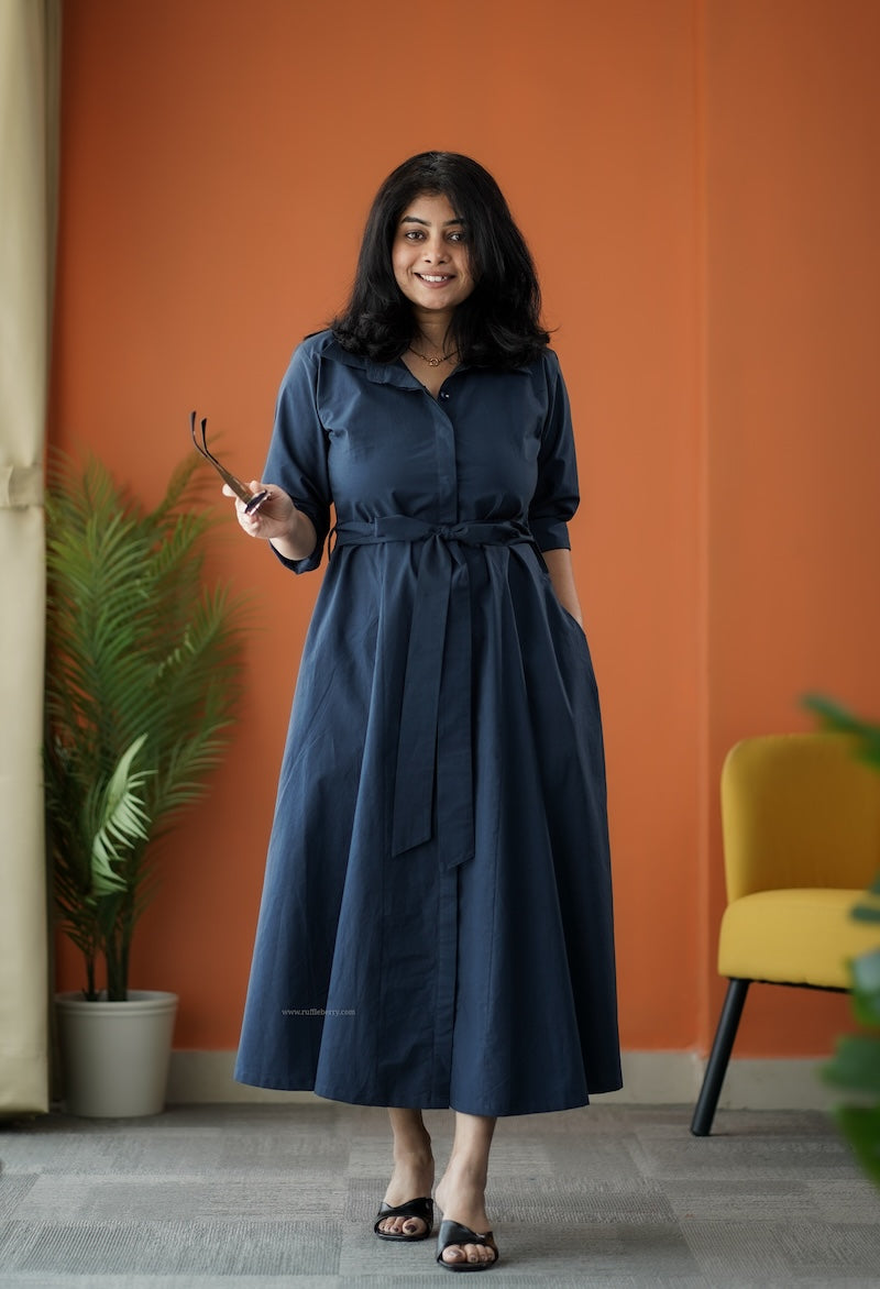 cindy cotton flared shirt dress