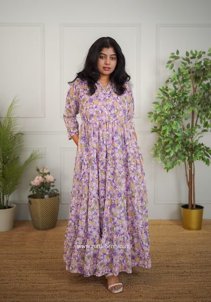 Jasbi Lavender Georgette Tier Dress