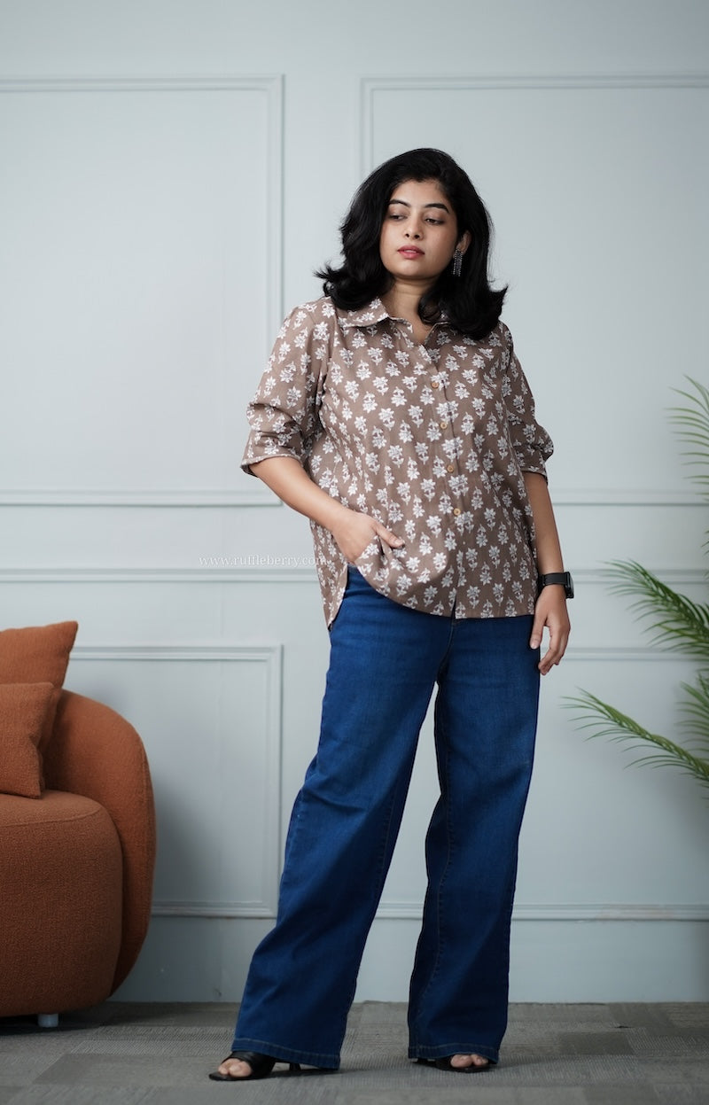 caramel cotton shirt