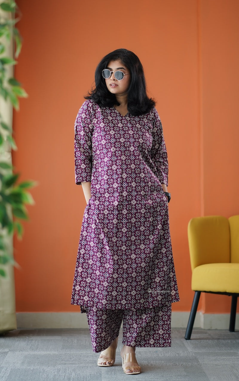 june wine cotton co-ord set