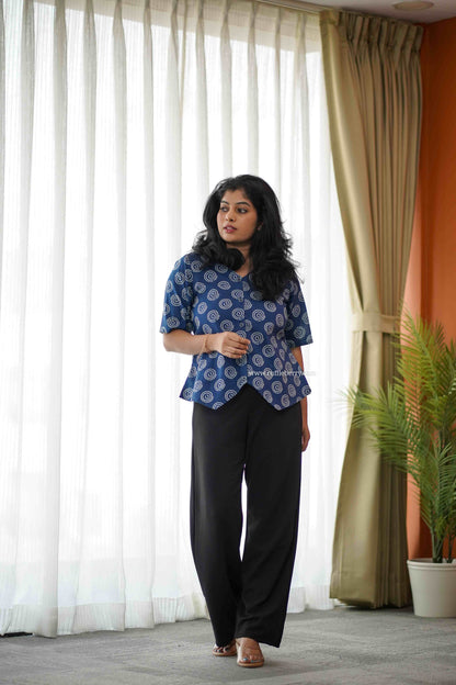 Dark Blue Vest Style Short Kurti