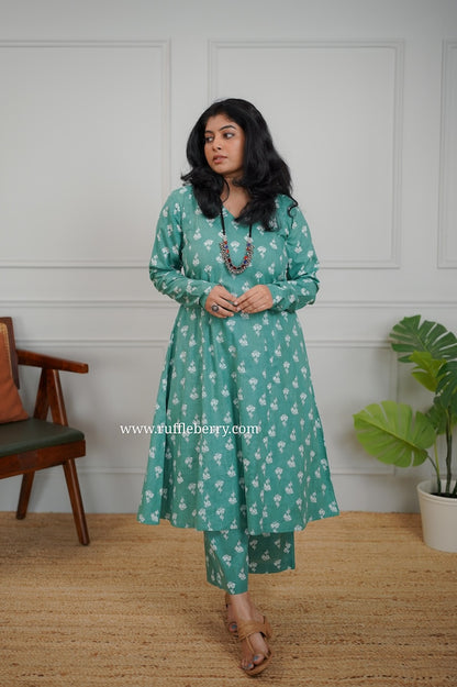 Kanmani Green Cotton Co-ord Set