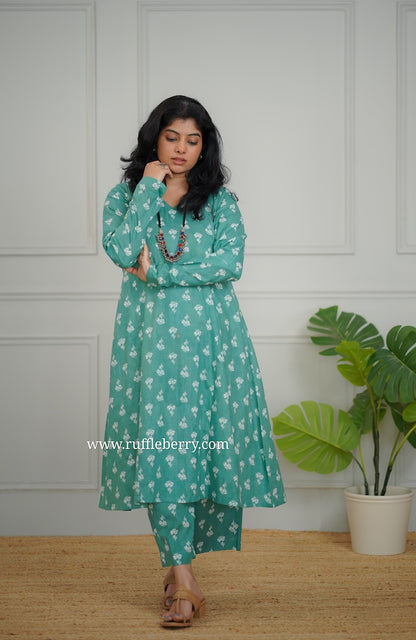 Kanmani Green Cotton Co-ord Set