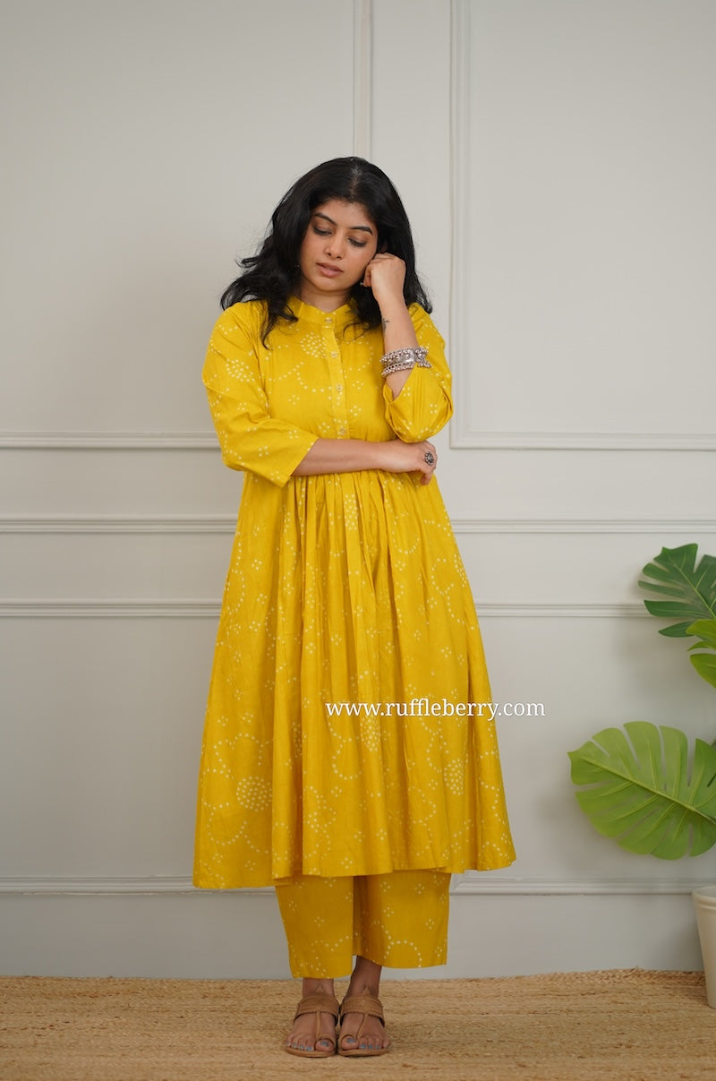 kanmani yellow cotton co-ord set