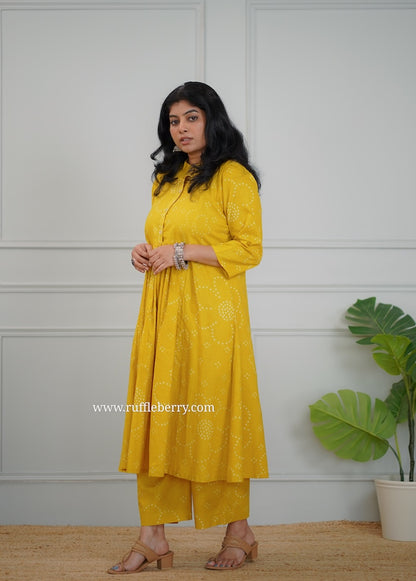 Kanmani Yellow Cotton Co-ord Set