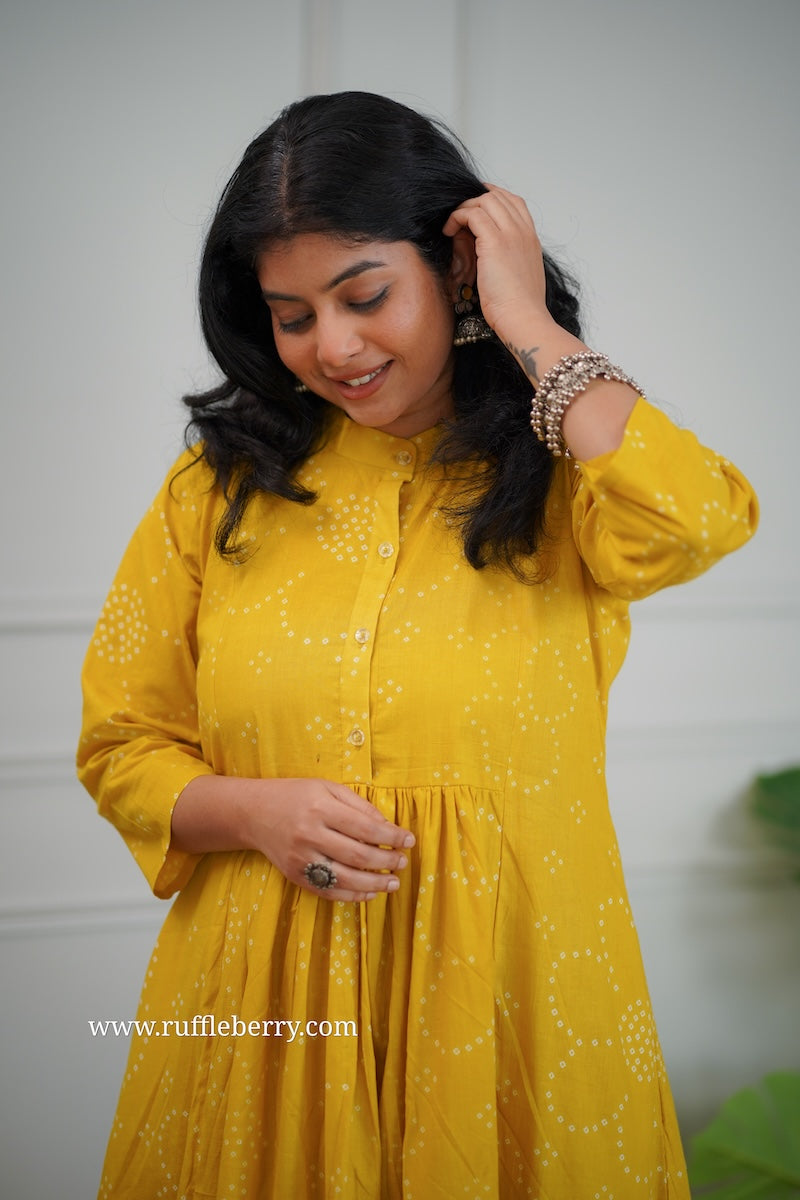 kanmani yellow cotton co-ord set