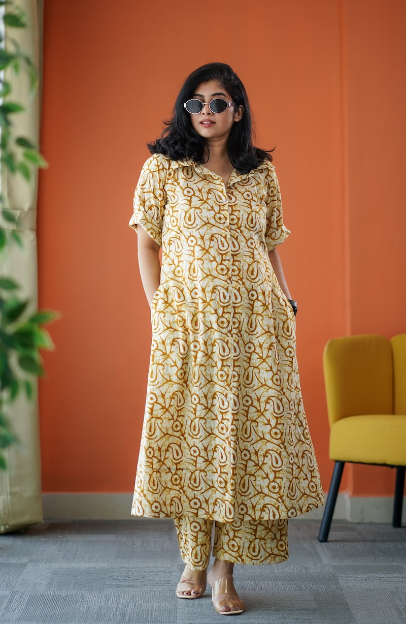 june yellow cotton co-ord set