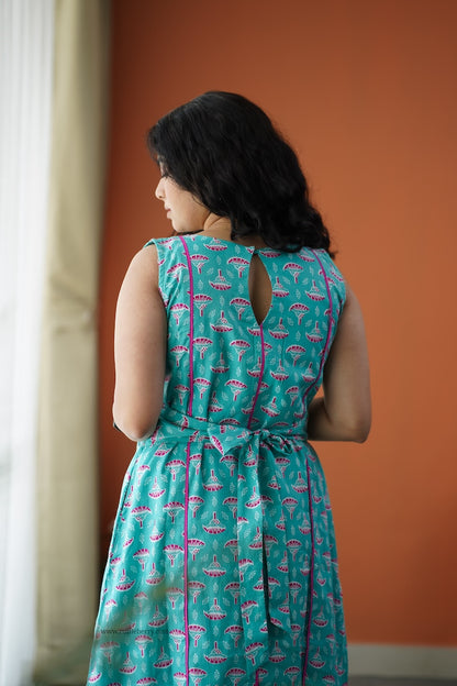 Iris Blue Cotton A-line Dress