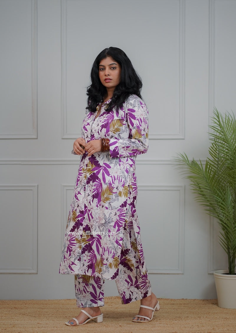 kanmani white floral cotton co-ord set