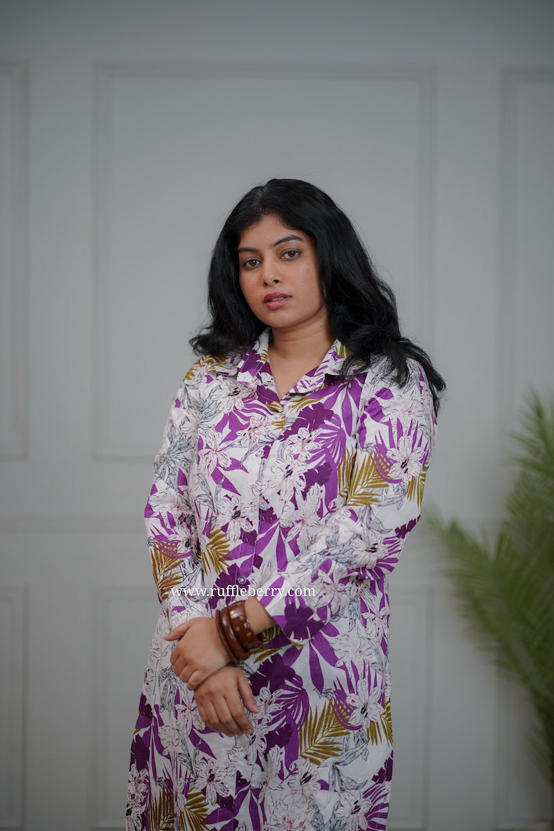 kanmani white floral cotton co-ord set