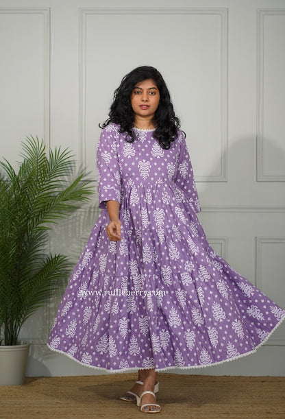 J-POP Lavender Cotton Tier Dress