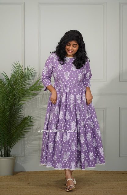 J-POP Lavender Cotton Tier Dress