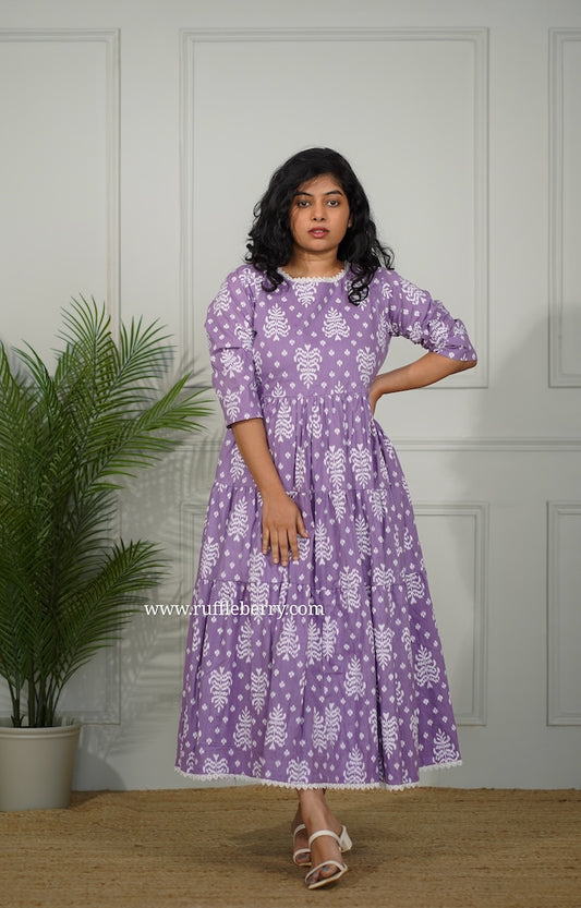 J-POP Lavender Cotton Tier Dress