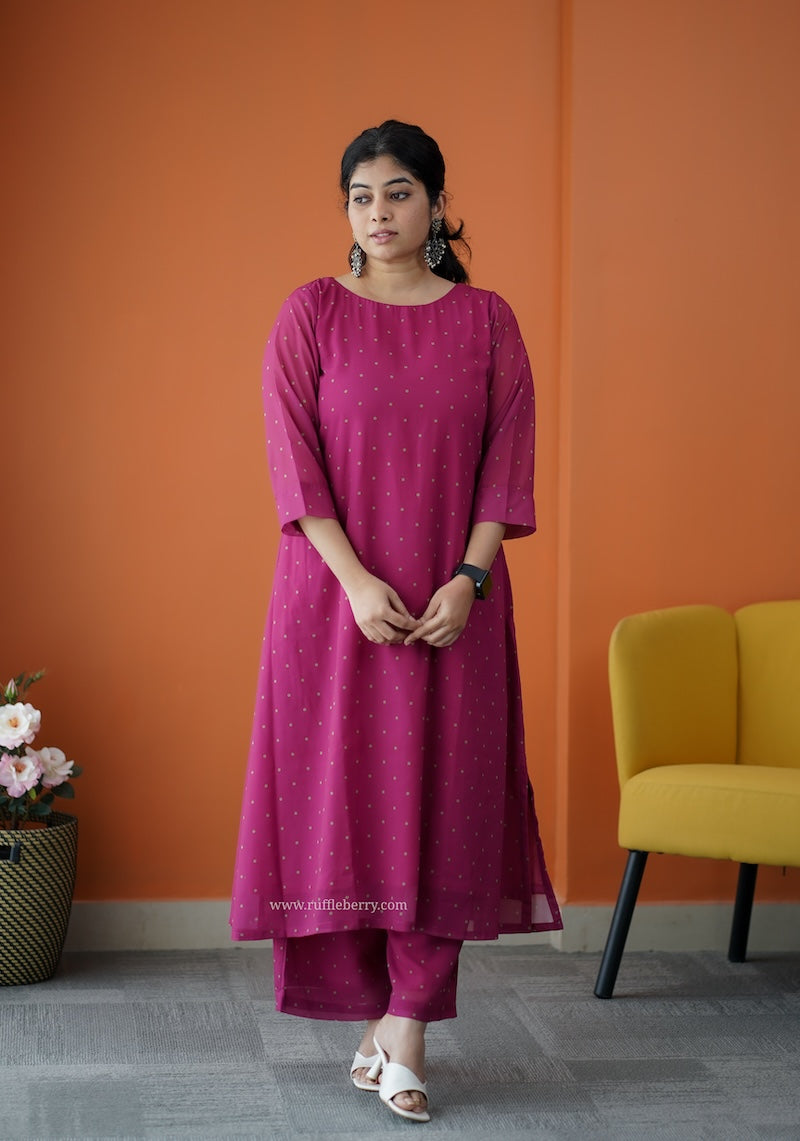varang pink georgette co-ord set