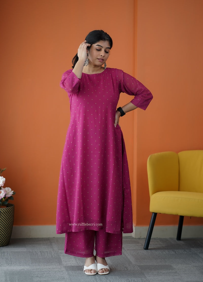 varang pink georgette co-ord set