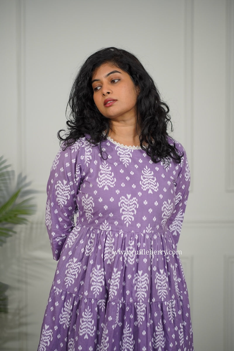 j-pop lavender cotton tier dress