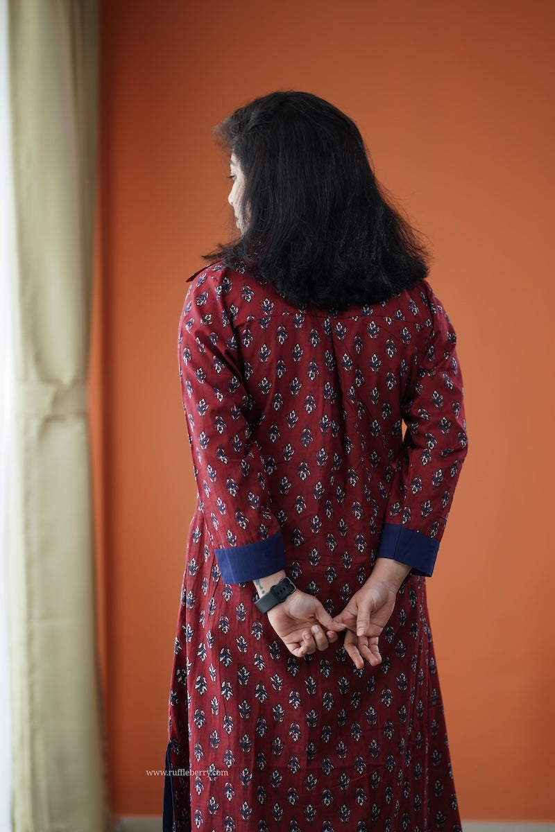 june maroon cotton co-ord set