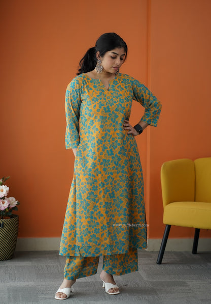 Varang Mustard Georgette Co-ord Set