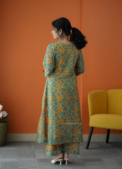 Varang Mustard Georgette Co-ord Set